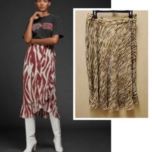 100% Silk Skirt Vintage 90's Midi Boho Striped/Zebra Size 12 - Like NEW!